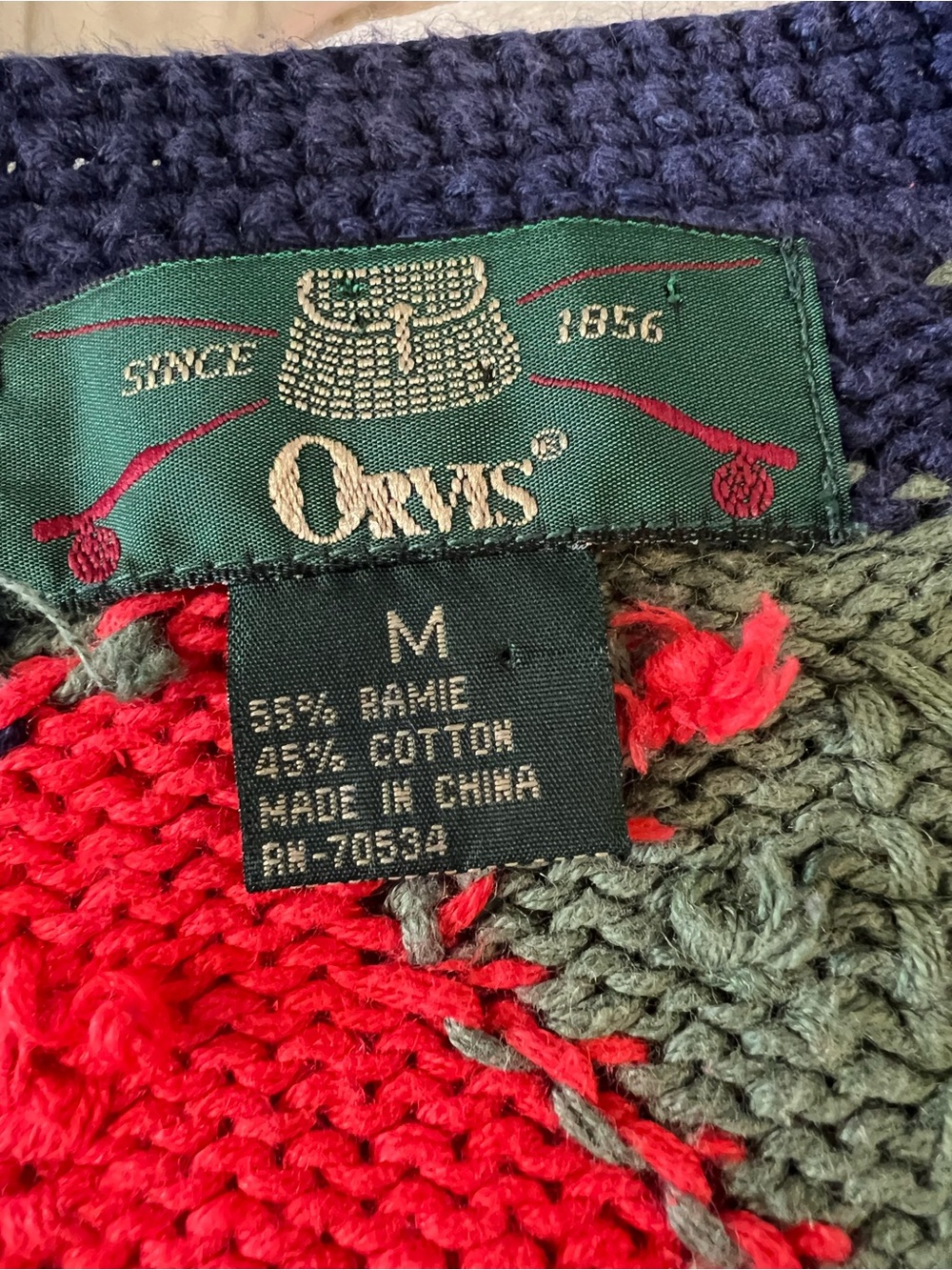 Orvis Cardinal Bird Knit Cardigan Sweater Navy Holly Button Front cotton blend - Picture 14 of 14